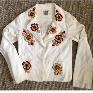 Lucca Off White Embroidered Jacket Size Medium